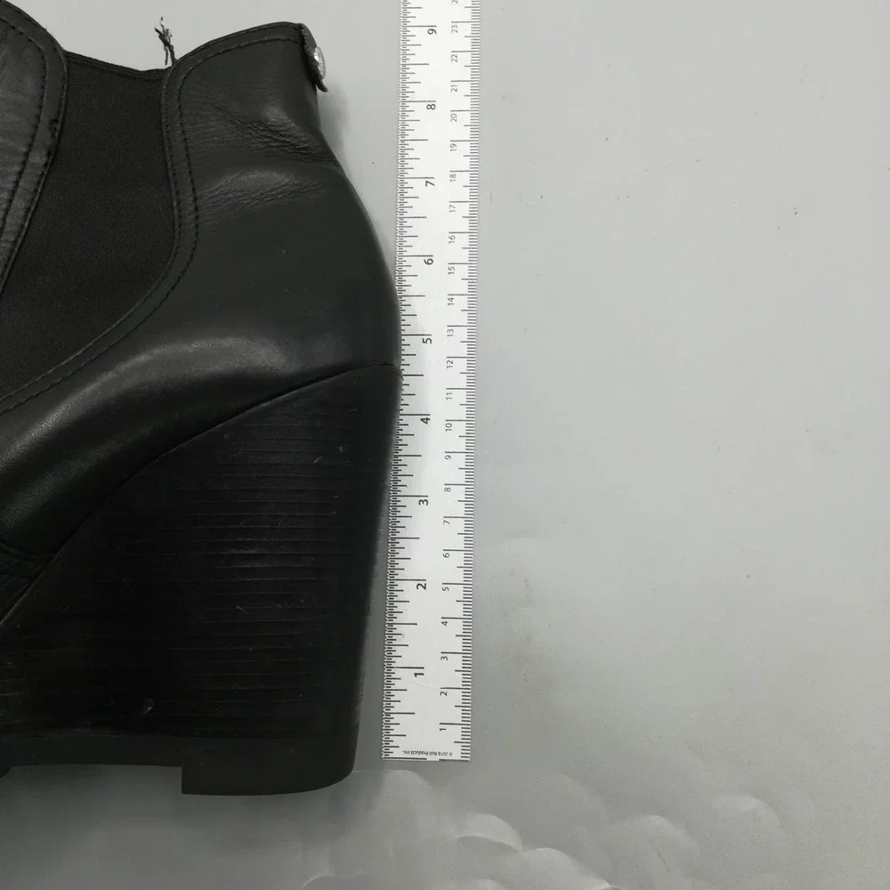 Michael Kors Shoes Womens Boots Ankle Bootie Black Leather‎ Wedge Thea 8.5